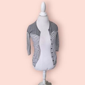 Gap Gray and White Striped Cardigan Sz Xs